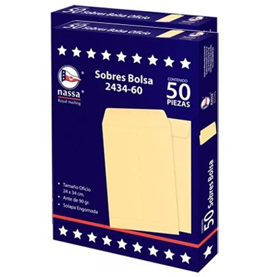 CIENTO DE SOBRES DE PAPEL AMARILLO TAMAÑO OFICIO NASSA